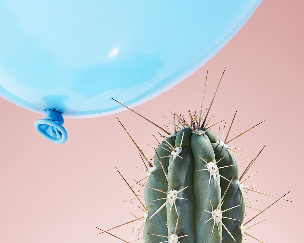 Balloon flying too close to cactus